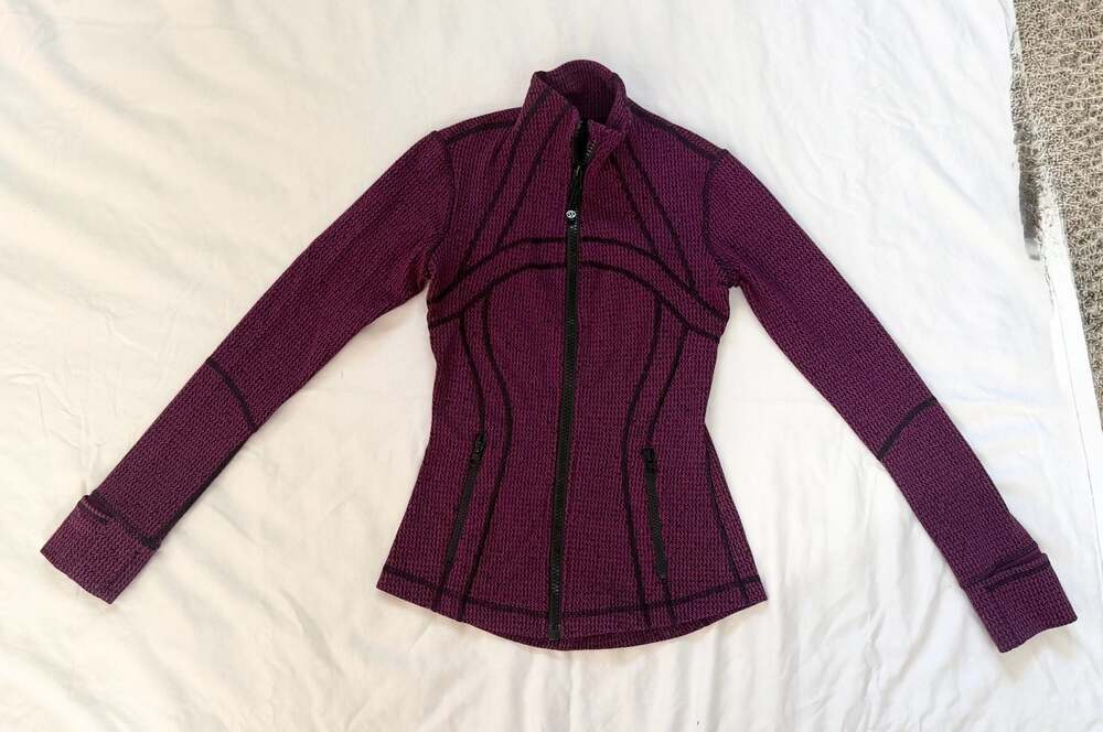 Lululemon Athletica Define Jacket Purple Black Cherry Geometric Pattern